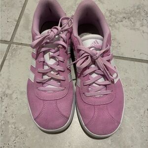 Adidas Women's Light Pink and White Sneakers